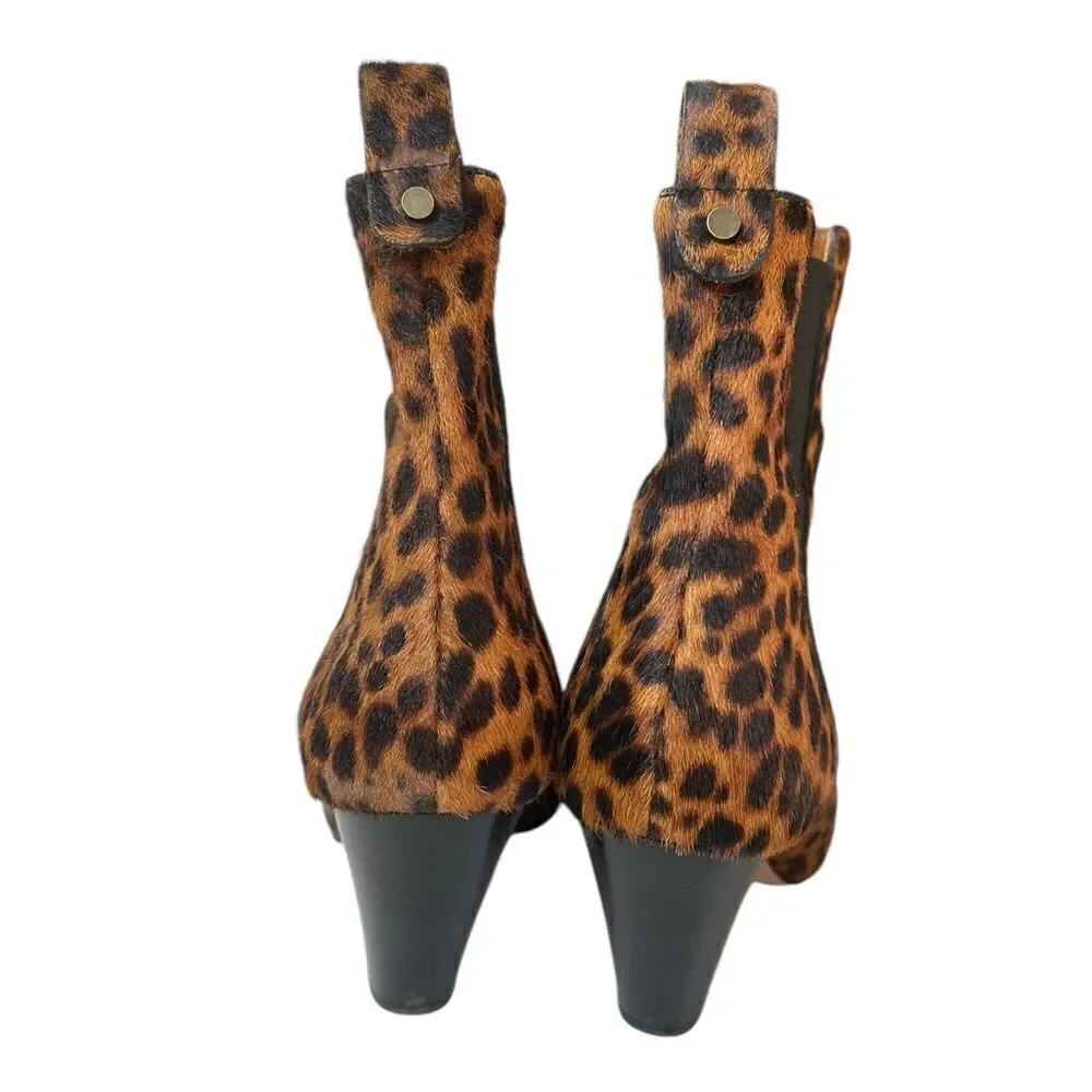 Veronica Beard Landon Leopard Print Calf Hair Ankle Boots Size 8.5 US 39 EU - Picture 10 of 14